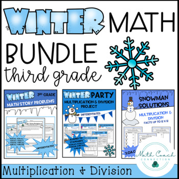 Preview of 3rd Grade Winter Math BUNDLE | Third Grade Math | Multiplication & Division