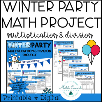 Preview of 3rd Grade Winter Math Party Project | Multiplication & Division Problem Solving