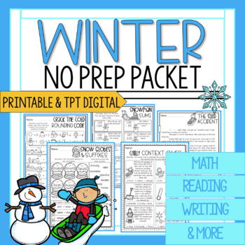 Preview of 3rd Grade Winter Packet | Math and Reading Winter Worksheets | Winter Break