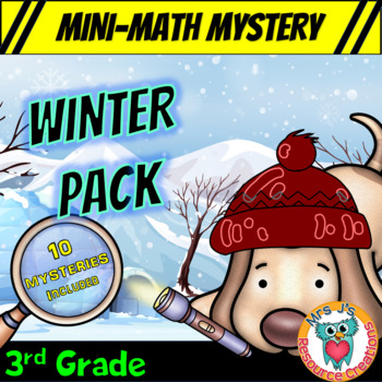 Preview of 3rd Grade Winter Packet of Mini Math Mysteries (Printable & Digital Worksheets)