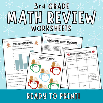 Preview of 3rd Grade Winter Themed Math Worksheets - Printables