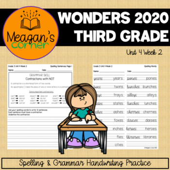 Preview of 3rd Grade Wonders 2020 Unit 4 Week 2 Spelling and Grammar Practice