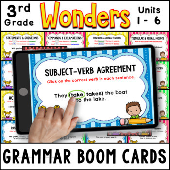 Preview of 3rd Grade Wonders 2023 - Units 1 - 6 Grammar Activities - 30 Boom Card Decks