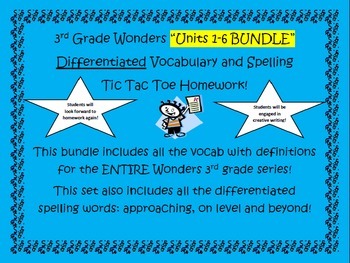 Preview of 3rd Grade Wonders BUNDLE Units 1-6 Differentiated Vocabulary Spelling Homework