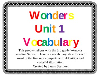 Preview of 3rd Grade Wonders Unit 1 Vocabulary Slide Show