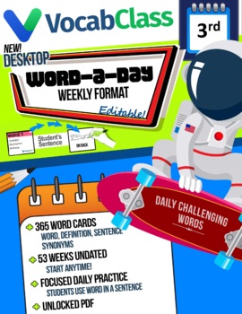 Preview of 3rd Grade Word A Day Vocabulary Weekly Format - Desktop Daily