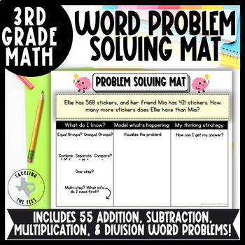 Preview of 3rd Grade Word Problem Solving Mat with 55 Word Problems for All Operations