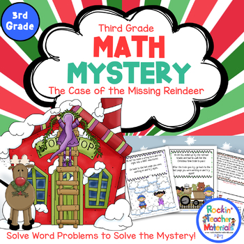 Preview of 3rd Grade Word Problems - Math Mystery-Case of the Missing Reindeer