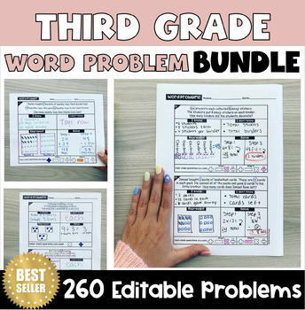 Preview of 3rd Grade Word Problems Worksheets Bundle| One Step & Multi-step| All Operations