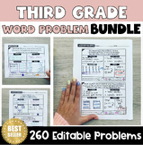 3rd Grade Word Problems Worksheets Bundle| One Step & Mult