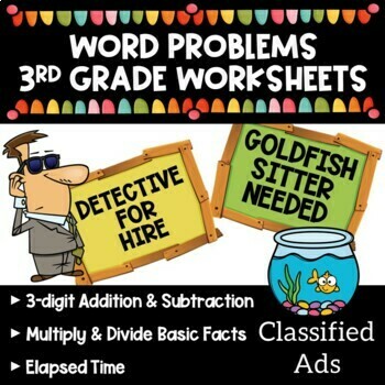 Preview of 3rd Grade Word Problems -  Add, Subtract, Multiply, Divide, and Elapsed Time