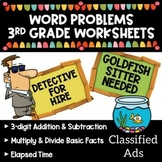 3rd Grade Word Problems -  Add, Subtract, Multiply, Divide