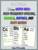 3rd Grade Word Wall: High Frequency Spelling, Prefixes, Su
