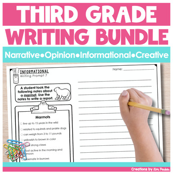 Preview of 3rd Grade Writing Bundle Including Narrative Opinion Informational and Creative
