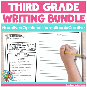 Preview of Third Grade Writing Activities Bundle Narrative Opinion Informational & Creative