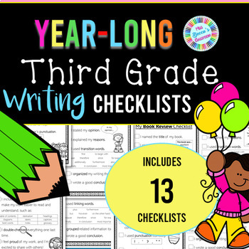 Preview of Grade 3 Writing Checklists - Opinion, Narrative, Procedural, Peer Editing, Etc.