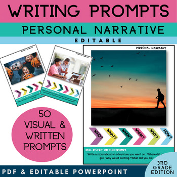 Preview of 3rd Grade Writing Prompt Narrative |PICTURES & EDITABLE TEXT |Personal Narrative