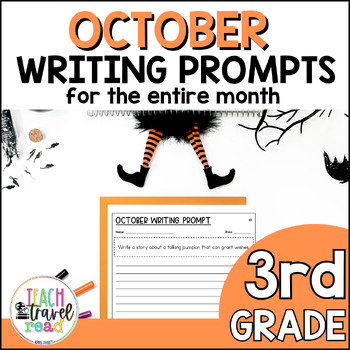 Preview of 3rd Grade Writing Prompts for October - Fall & Halloween Writing Prompts