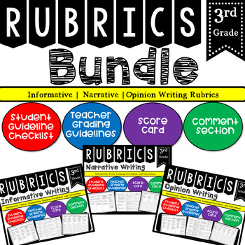 Preview of 3rd Grade Writing Rubric BUNDLE with Checklist & Teacher Grading Guideline