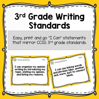 Preview of 3rd Grade Writing Standards - "I Can" Statements