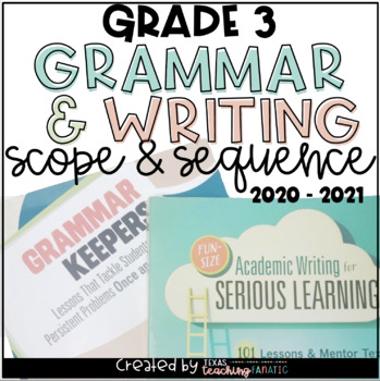Preview of Writing and Grammar Scope and Sequence 3rd Grade