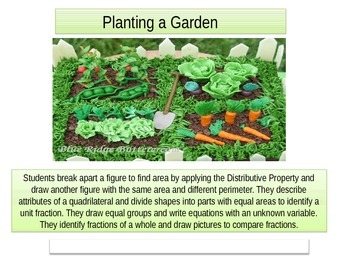 Preview of 3rd Grade  Year  End Math task 2015 "Planting a Garden"