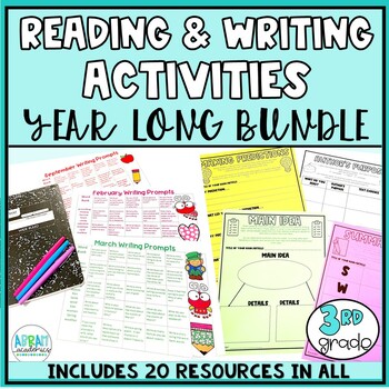 Preview of 3rd Grade Year Long ELA Reading and Writing Worksheets Bundle