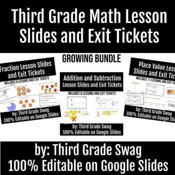 Preview of 3rd Grade Year Long Math Lessons and Exit Tickets Bundle | Editable