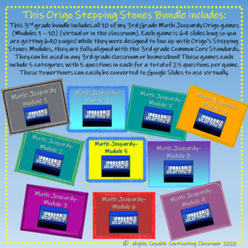Preview of 3rd Grade bundle includes 10 Origo Math Jeopardy games (Modules 1 – 10)