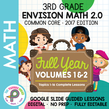 Preview of 3rd Grade enVision Math - VOLUMES 1 & 2 BUNDLE - Google Slide Lessons ONLY