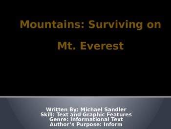Preview of 3rd L-25 Mountains Vocabulary/Spelling/Comprehension Power Point