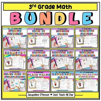 Preview of 3rd Math Interactive Activity Booklets - GROWING BUNDLE - FL BEST Standards
