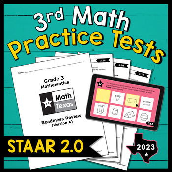 Preview of 3rd Math STAAR 2.0 Practice Tests ★ NEW Question Types ★ 2023 STAAR Redesign