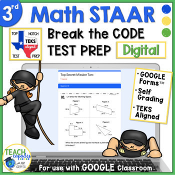 Preview of 3rd Math STAAR Review Escape Room Digital Math Test Prep - Google Forms™