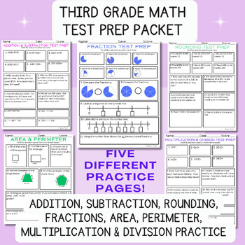 Preview of Test Prep Bundle, End of Year Testing, Milestones Practice,3rd Grade Math Review