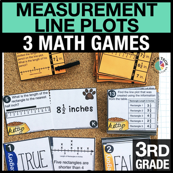 Preview of 3rd Grade Measurement & Line Plots Math Centers - 3rd Grade Math Games