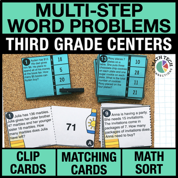 Preview of 3rd Grade Multi-Step Word Problems Math Centers - 3rd Grade Math Games
