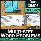 3rd Grade Multi-Step Word Problems Math Centers Task Cards & Math Mat Review