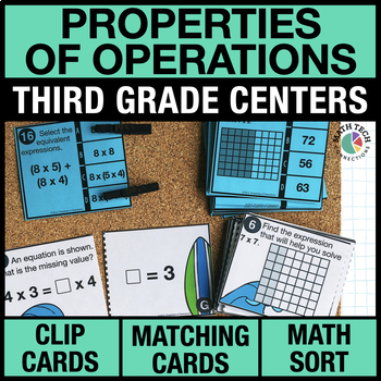 Preview of 3rd Grade Properties of Operations Math Centers - Math Games | Task Cards