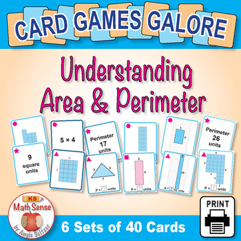 Preview of 3rd Third Grade Area and Perimeter Bundle of 6 Math Card Games | Number Sense