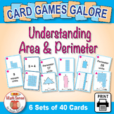 3rd Third Grade Area and Perimeter Bundle of 6 Math Card G