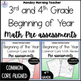 3rd and 4th Grade Beginning of Year Common Core Math Pre-A