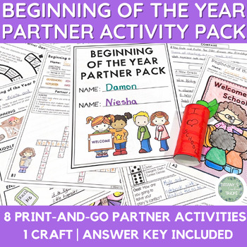 Preview of 3rd and 4th Grade - Beginning of the Year Partner Activity Pack - Print and Go