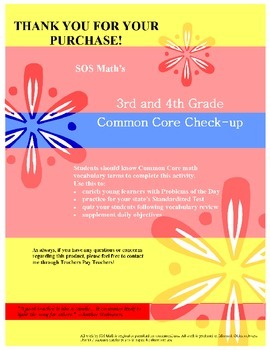 Preview of 3rd and 4th Grade Common Core Math Check-Up