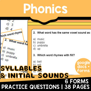 Preview of 3rd and 4th Grade Phonics Assessments Multiple Choice Questions Digital Resource