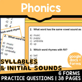 3rd and 4th Grade Phonics Assessments Multiple Choice Ques