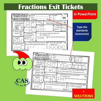 Preview of 3rd and 4th Grades Fractions Exit Tickets - Math Exit Tickets