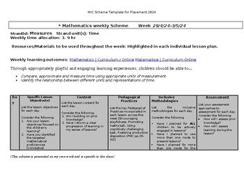 Preview of 3rd class Maths 'Time' weekly scheme