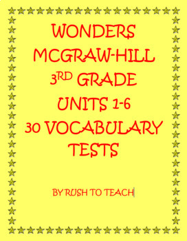 Preview of 3rd grade 2014-2017  Wonders Vocabulary Tests Units 1-6 Bundle