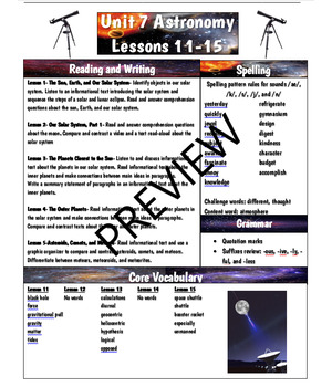 Preview of 3rd grade CKLA 2nd edition Unit 7 Astronomy newsletter BUNDLE